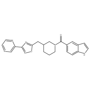(1H-indol-5-yl)(3-((3-(pyrazin-2-yl)-1,2,4-oxadiazol-5-yl)methyl)piperidin-1-yl)methanone结构式