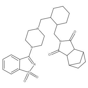 (3aR,4S,7R,7aS)-2-(((1R,2R)-2-((4-(1,1-Dioxidobenzo[d]isothiazol-3-yl)piperazin-1-yl)methyl)cyclohexyl)methyl)hexahydro-1H-4,7-methanoisoindole-1,3(2H)-dione结构式