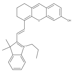 (E)-2-(2-(6-Hydroxy-2,3-dihydro-1H-xanthen-4-yl)vinyl)-3,3-dimethyl-1-propyl-3H-indol-1-ium结构式