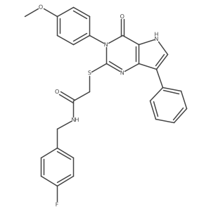 N-(4-fluorobenzyl)-2-((3-(4-methoxyphenyl)-4-oxo-7-phenyl-4,5-dihydro-3H-pyrrolo[3,2-d]pyrimidin-2-yl)thio)acetamide结构式