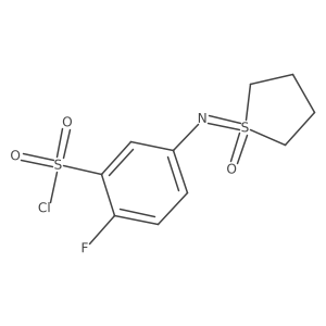2-Fluoro-5-[(1-oxo-1lambda6-thiolan-1-ylidene)amino]benzene-1-sulfonyl chloride Structure