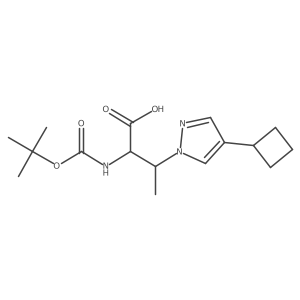 2-{[(tert-butoxy)carbonyl]amino}-3-(4-cyclobutyl-1H-pyrazol-1-yl)butanoic acid结构式
