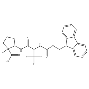 4-[2-({[(9H-fluoren-9-yl)methoxy]carbonyl}amino)-3,3,3-trifluoropropanamido]-3-methyloxolane-3-carboxylic acid结构式