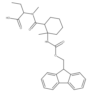 2-{1-[2-({[(9H-fluoren-9-yl)methoxy]carbonyl}amino)-2-methylcyclohexyl]-N-methylformamido}butanoic acid结构式