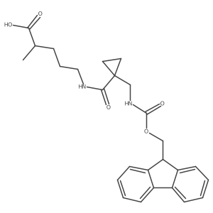 5-({1-[({[(9H-fluoren-9-yl)methoxy]carbonyl}amino)methyl]cyclopropyl}formamido)-2-methylpentanoic acid Structure