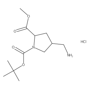 O1-tert-butyl O2-methyl (2R,4S)-4-(aminomethyl)pyrrolidine-1,2-dicarboxylate;hydrochloride结构式