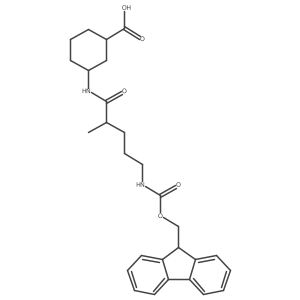 rac-(1R,3S)-3-[5-({[(9H-fluoren-9-yl)methoxy]carbonyl}amino)-2-methylpentanamido]cyclohexane-1-carboxylic acid结构式