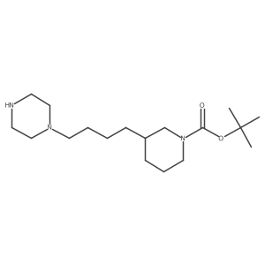 Tert-butyl 3-[4-(piperazin-1-yl)butyl]piperidine-1-carboxylate结构式