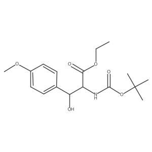 Ethyl 2-tert-butoxycarbonylamino-3-hydroxy-3-(4-methoxyphenyl)propanoate结构式