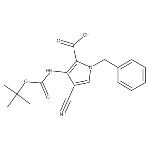 1-benzyl-3-{[(tert-butoxy)carbonyl]amino}-4-cyano-1H-pyrrole-2-carboxylic acid结构式