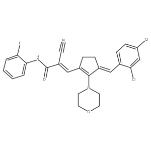 2-cyano-3-{3-[(2,4-dichlorophenyl)methylidene]-2-(morpholin-4-yl)cyclopent-1-en-1-yl}-N-(2-fluorophenyl)prop-2-enamide结构式
