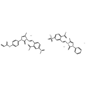Chromate(2-), (2-((4,5-dihydro-3-methyl-5-oxo-1-(4-((1-oxo-2-propenyl)amino)phenyl)-1H-pyrazol-4-yl)azo)-5-nitrobenzoato(2-))(2-((4,5-dihydro-3-methyl-5-oxo-1-phenyl-1H-pyrazol-4-yl)azo)-4-sulfobenzoato(3-))-, disodium Structure
