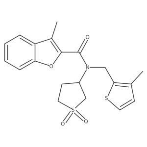 N-(1,1-dioxidotetrahydrothiophen-3-yl)-3-methyl-N-[(3-methylthiophen-2-yl)methyl]-1-benzofuran-2-carboxamide结构式