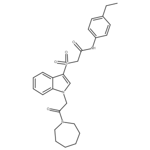 2-((1-(2-(azepan-1-yl)-2-oxoethyl)-1H-indol-3-yl)sulfonyl)-N-(4-ethylphenyl)acetamide结构式