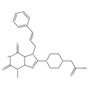 2-[4-[3-methyl-2,6-dioxo-7-[(E)-3-phenylprop-2-enyl]-4,5-dihydropurin-8-yl]piperazin-1-yl]acetamide Structure