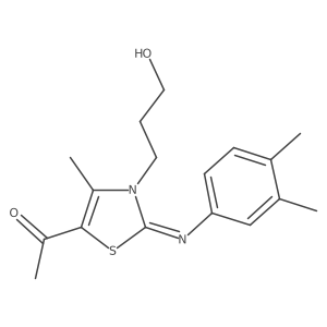 (Z)-1-(2-((3,4-dimethylphenyl)imino)-3-(3-hydroxypropyl)-4-methyl-2,3-dihydrothiazol-5-yl)ethanone结构式