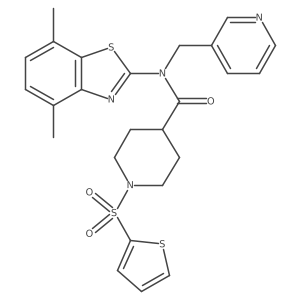 N-(4,7-dimethylbenzo[d]thiazol-2-yl)-N-(pyridin-3-ylmethyl)-1-(thiophen-2-ylsulfonyl)piperidine-4-carboxamide结构式