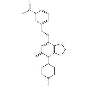 1-(4-methylpiperazin-1-yl)-4-((3-nitrobenzyl)thio)-6,7-dihydro-1H-cyclopenta[d]pyrimidin-2(5H)-one结构式