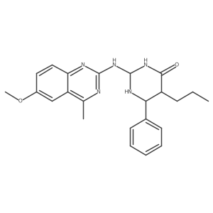 2-[(6-Methoxy-4-methylquinazolin-2-yl)amino]-6-phenyl-5-propyl-1,3-diazinan-4-one Structure