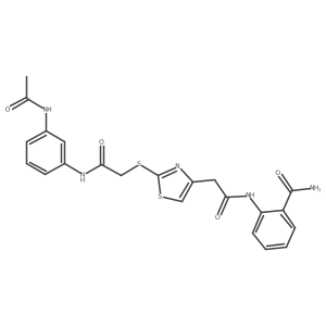 2-(2-(2-((2-((3-Acetamidophenyl)amino)-2-oxoethyl)thio)thiazol-4-yl)acetamido)benzamide Structure