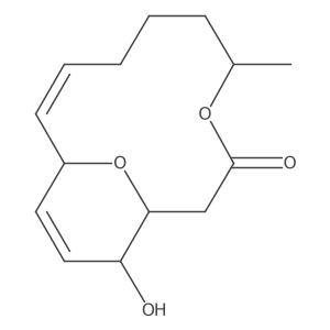 (1S,5S,9E,11S,14S)-14-hydroxy-5-methyl-4,15-dioxabicyclo[9.3.1]pentadeca-9,12-dien-3-one结构式