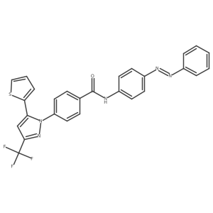 Benzamide, N-[4-(2-phenyldiazenyl)phenyl]-4-[5-(2-thienyl)-3-(trifluoromethyl)-1H-pyrazol-1-yl]- Structure