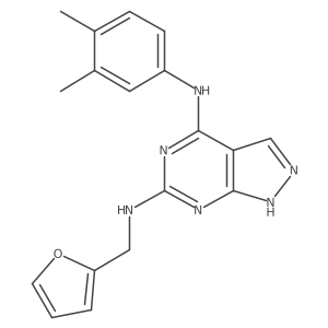 Cc1ccc(Nc2nc(NCc3ccco3)nc3[nH]ncc23)cc1C结构式