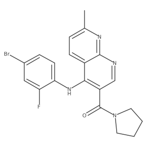(4-((4-Bromo-2-fluorophenyl)amino)-7-methyl-1,8-naphthyridin-3-yl)(pyrrolidin-1-yl)methanone Structure