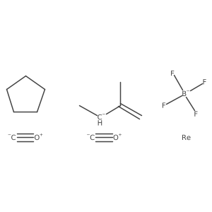 Rhenium(1+), dicarbonyl(eta5-2,4-cyclopentadien-1-yl)[(1,2,3-eta)-2-methyl-2-butenyl]-, stereoisomer, tetrafluoroborate(1-) Structure