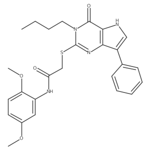 2-((3-butyl-4-oxo-7-phenyl-4,5-dihydro-3H-pyrrolo[3,2-d]pyrimidin-2-yl)thio)-N-(2,5-dimethoxyphenyl)acetamide结构式