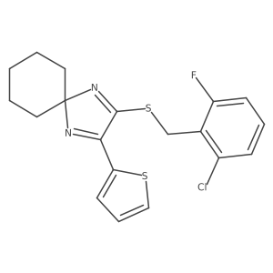 2-((2-Chloro-6-fluorobenzyl)thio)-3-(thiophen-2-yl)-1,4-diazaspiro[4.5]deca-1,3-diene Structure