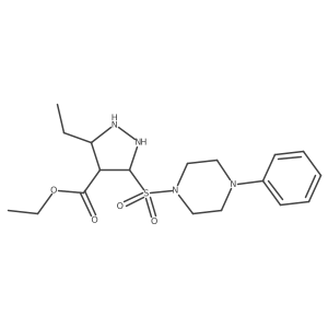 Ethyl 3-ethyl-5-(4-phenylpiperazin-1-yl)sulfonylpyrazolidine-4-carboxylate结构式