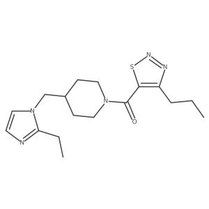 (4-((2-ethyl-1H-imidazol-1-yl)methyl)piperidin-1-yl)(4-propyl-1,2,3-thiadiazol-5-yl)methanone结构式