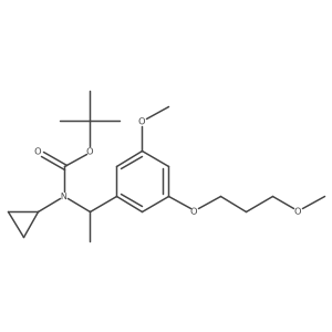 Tert-butyl cyclopropyl(1-(3-methoxy-5-(3-methoxypropoxy)phenyl)ethyl)carbamate结构式