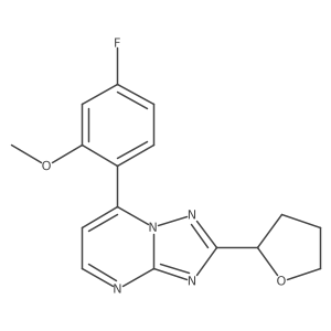 5-Fluoro-2-(2-tetrahydro-2-furanyl[1,2,4]triazolo[1,5-a]pyrimidin-7-yl)phenyl methyl ether Structure