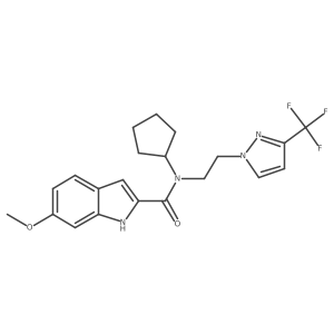 N-cyclopentyl-6-methoxy-N-(2-(3-(trifluoromethyl)-1H-pyrazol-1-yl)ethyl)-1H-indole-2-carboxamide Structure