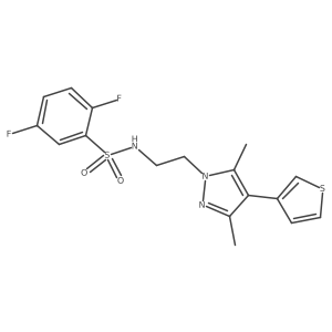 N-(2-(3,5-dimethyl-4-(thiophen-3-yl)-1H-pyrazol-1-yl)ethyl)-2,5-difluorobenzenesulfonamide结构式