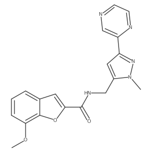 7-methoxy-N-((1-methyl-3-(pyrazin-2-yl)-1H-pyrazol-5-yl)methyl)benzofuran-2-carboxamide Structure