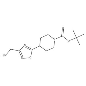 Tert-butyl 4-(3-(aminomethyl)-1,2,4-oxadiazol-5-yl)piperidine-1-carboxylate结构式