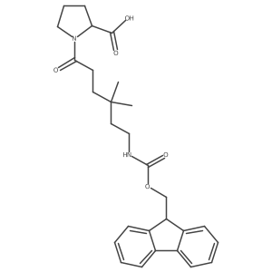 (2S)-1-[6-({[(9H-fluoren-9-yl)methoxy]carbonyl}amino)-4,4-dimethylhexanoyl]pyrrolidine-2-carboxylic acid结构式