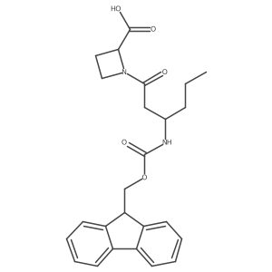 1-[3-({[(9H-fluoren-9-yl)methoxy]carbonyl}amino)hexanoyl]azetidine-2-carboxylic acid结构式