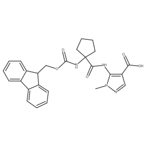 5-[1-({[(9H-fluoren-9-yl)methoxy]carbonyl}amino)cyclopentaneamido]-1-methyl-1H-pyrazole-4-carboxylic acid Structure