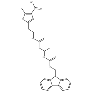 2-{2-[3-({[(9H-fluoren-9-yl)methoxy]carbonyl}amino)butanamido]ethyl}-5-methyl-1,3-thiazole-4-carboxylic acid结构式