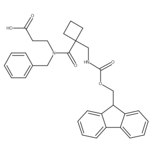 3-(N-benzyl-1-{1-[({[(9H-fluoren-9-yl)methoxy]carbonyl}amino)methyl]cyclobutyl}formamido)propanoic acid Structure