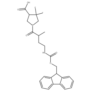 1-[4-({[(9H-fluoren-9-yl)methoxy]carbonyl}amino)-2-methylbutanoyl]-4,4-difluoropyrrolidine-3-carboxylic acid Structure