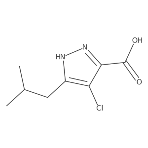 4-chloro-3-(2-methylpropyl)-1H-pyrazole-5-carboxylic acid结构式