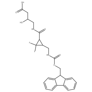 rac-4-{[(1R,3S)-3-[({[(9H-fluoren-9-yl)methoxy]carbonyl}amino)methyl]-2,2-difluorocyclopropyl]formamido}-3-hydroxybutanoic acid结构式
