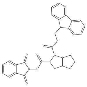 rac-5-(1,3-dioxo-2,3-dihydro-1H-isoindol-2-yl) 4-(9H-fluoren-9-yl)methyl (3aR,5R,6aR)-hexahydro-2H-furo[3,2-b]pyrrole-4,5-dicarboxylate结构式