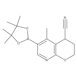 5-methyl-6-(4,4,5,5-tetramethyl-1,3,2-dioxaborolan-2-yl)-3,4-dihydro-2H-pyrano[2,3-b]pyridine-4-carbonitrile结构式