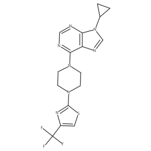 9-cyclopropyl-6-{4-[4-(trifluoromethyl)-1,3-thiazol-2-yl]piperazin-1-yl}-9H-purine结构式